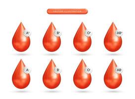grupo sanguíneo tipo realista 3d vector icono ilustración conjunto