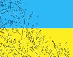 Ukrainian flag with botanic vector