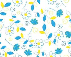 patrón con floral azul-amarillo vector