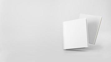 3d render blanco 2 libro de tapa dura y espacio en blanco para escena de maqueta foto