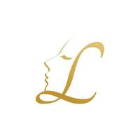 luxury letter L with beauty face logo design vector
