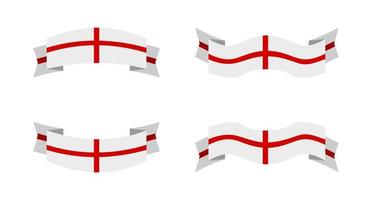 illustration of an england flag with a ribbon style. england flag vector set.