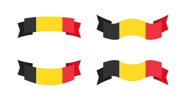 illustration of a belgium flag with a ribbon style. belgium flag vector set.