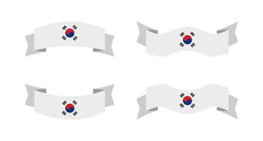 illustration of a south korea flag with a ribbon style. south korea flag vector set.