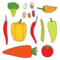 Vector hand drawn set of doodle  isolated vegetable, great design for any purposes.