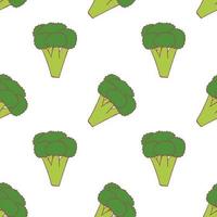 Broccoli seamless pattern for wallpaper design. Fresh ripe color food. Organic healthy vegetable.  Raw, vegan, vegetarian food. Cartoon pattern on white backdrop. Vector doodle design.