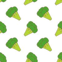 Broccoli seamless pattern for wallpaper design. Fresh ripe color food. Organic healthy vegetable.  Raw, vegan, vegetarian food. Cartoon pattern on white backdrop. Vector doodle design.