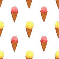 Sweet seamless pattern. Cartoon Colorful cone ice cream pattern for wallpaper design. vector