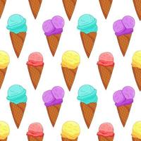 Sweet seamless pattern. Cartoon Colorful cone ice cream pattern for wallpaper design. vector