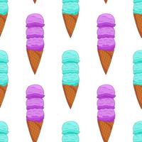 dulce de patrones sin fisuras. patrón de helado de cono colorido de dibujos animados para el diseño de papel tapiz. vector