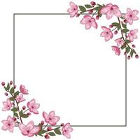 Cute spring cherry blossom vector frame illustration
