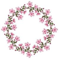 Cute spring cherry blossom vector frame illustration