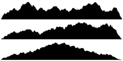 black mountain ridge silhouette set isolated on white background vector