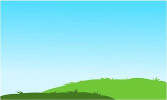 vector grass land, grass draw with summer blue sky background