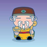 Pung Tao Kong, Chinese of god, Cute Cartoon character vector illustration