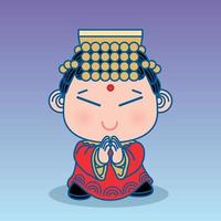 shui wei sheng niang. diosa rubí, chino de dios, lindo personaje de dibujos animados vector