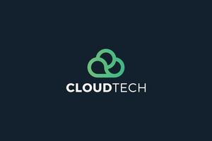 Cloud tech abstract logo design vector