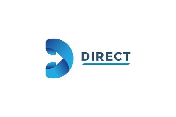 Letter D 3d blue color technological direction logo
