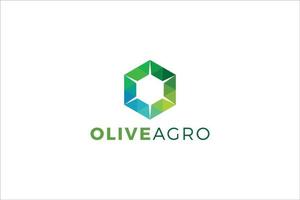 Letter O green hexagonal logo for company