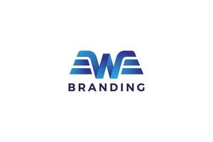 Letter w 3d business logo vector