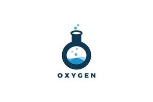 letra o logotipo de laboratorio químico de sincronización de oxígeno vector
