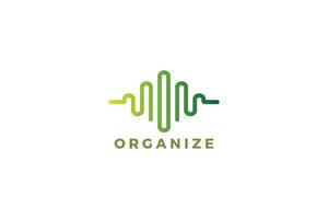 Letter o wave frequency technological green company logo vector