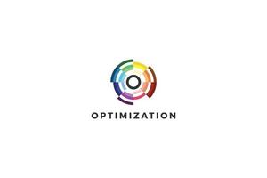 Letter O optimization colorful logo design vector