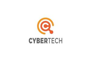 Letter C cyber tech abstract logo design vector