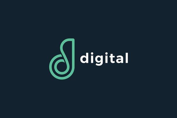 Letter d green color simple and line art logo