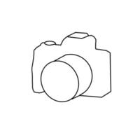 Camera for take a picture when travel and camping in a forest Hand drawn organic line Doodle vector