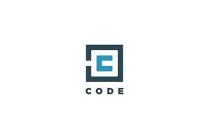 diseño de logotipo de tecnología de bloque de código de letra c vector