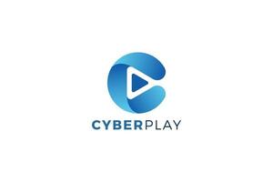 Letter C cyber play blue logo