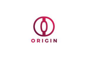 Letter o red color origin abstract logo design vector