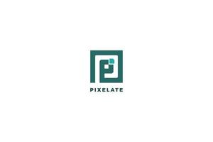 Letter p pixel business logo design vector