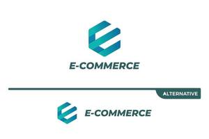 Letter E blue hexagonal e-commerce logo design vector