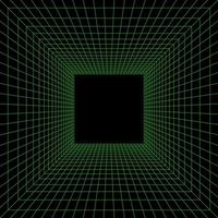Grid room in perspective, vector illustration in 3d style. Indoor wireframe from black lines, template interior square, digital empty box. Abstract geometric design background
