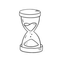 Hourglass in doodle style, vector illustration. Sketch sand clock for prind and design. Isolated element on a white background. Symbol time  hand drawn.