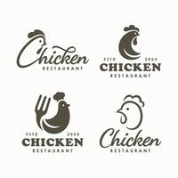 conjunto de ilustración de vector de logotipo de pollo