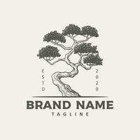 Vintage tree logo design illustration vector