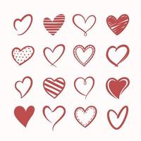 ilustración de garabatos de corazón. colección de símbolos de amor dibujados a mano. vector