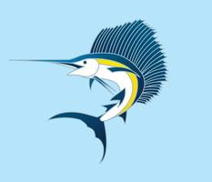 dibujos animados de salto de pez vela vector