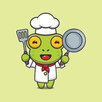 lindo personaje de dibujos animados de la mascota del chef rana vector