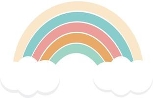 Vector Illustration Pastel Rainbow and Cloud