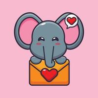 lindo personaje de dibujos animados de elefante con mensaje de amor vector