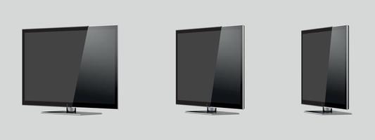 pantalla de televisión realista. panel lcd con estilo moderno, tipo led. maqueta de pantalla de monitor de computadora grande. plantilla de televisión en blanco. elemento de diseño gráfico para catálogo, sitio web, como maqueta.