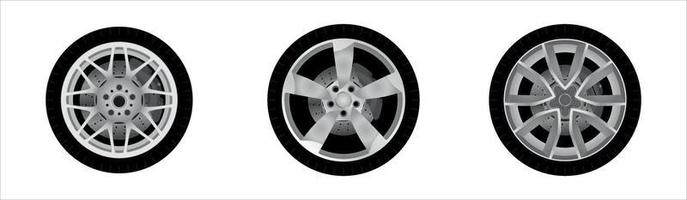 Set of tires and wheels icon vector  eps 10