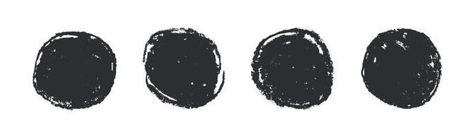 conjunto de formas de círculos grunge negro sobre un fondo blanco. colección de sellos de pincel vector
