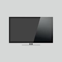 Realistic TV screen. Modern stylish lcd panel, led type. Large computer monitor display mockup. Blank television template. Graphic design element for catalog, web site, as mock up. Vector