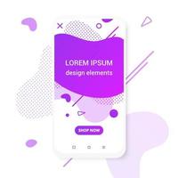 Modern vertical mobile liquid abstract shape gradient memphis style design fluid vector colorful illustration banner simple graphics for app, presentation, sale, brochure isolated on white background.