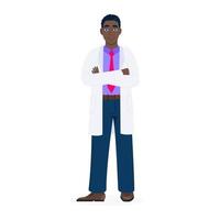 Doctor standing and hold crossing his hands flat style design vector illustration